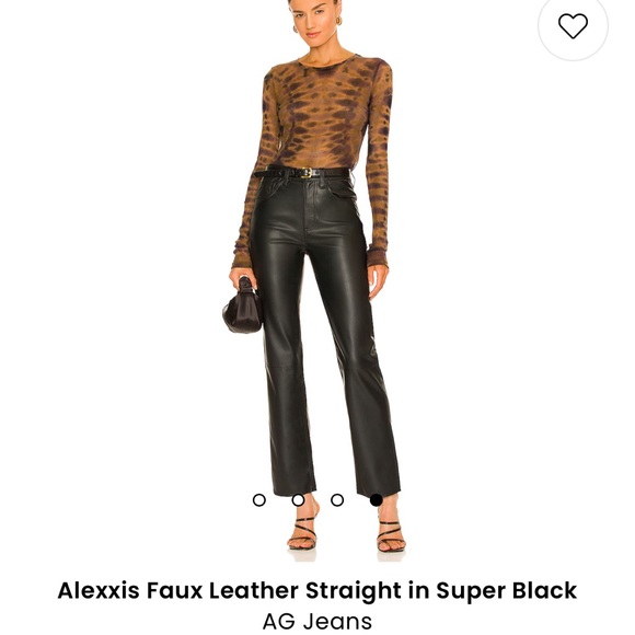 AG Adriano Goldschmied Alexxis Faux Leather Jean Size 24 Super Black Revolve - Picture 2 of 16